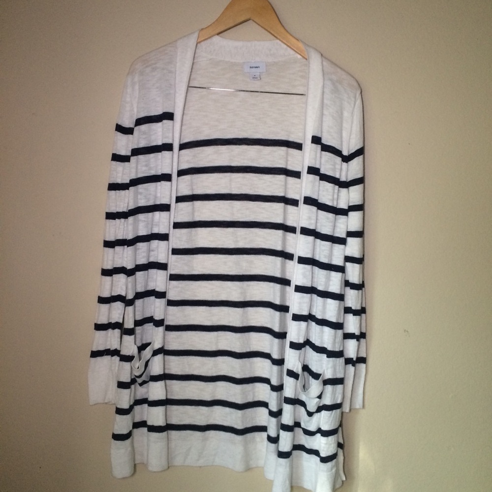 Lightweight long striped cardigan